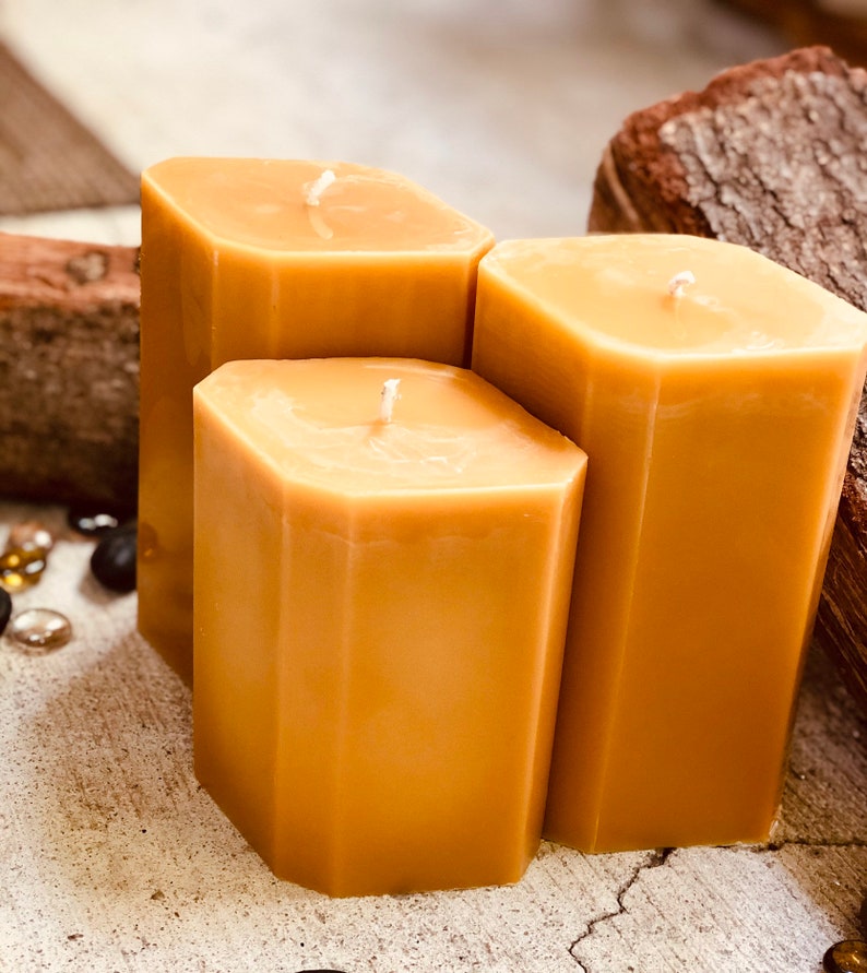 100% Pure Beeswax Candle-Unique Organic Beeswax Pillar | Etsy