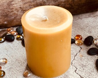 4" Wide Beeswax Pillar Candle: Organic Farmhouse Decor