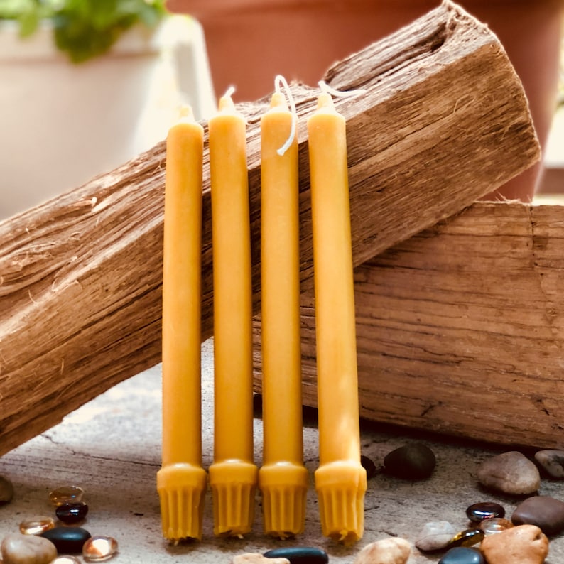 100% Pure Beeswax Taper Candles. Set of 2 pure organic beeswax candles, 10 elegant taper candles. White beeswax or Natural beeswax tapers image 5