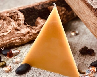 Large Beeswax Pyramid Candle: 100% Pure Organic Beeswax