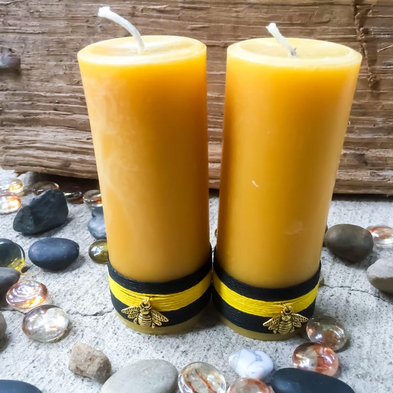 Pure Beeswax Pillar Candles100 Beeswax Pillar Candle Wrapped Etsy