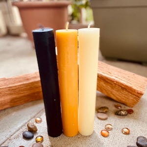 100% Pure Beeswax Pillar Candle-1.5” wide up to 9&quot; tall-pure beeswax pillar candles-yellow, black or white beeswax-handmade beeswax pillar