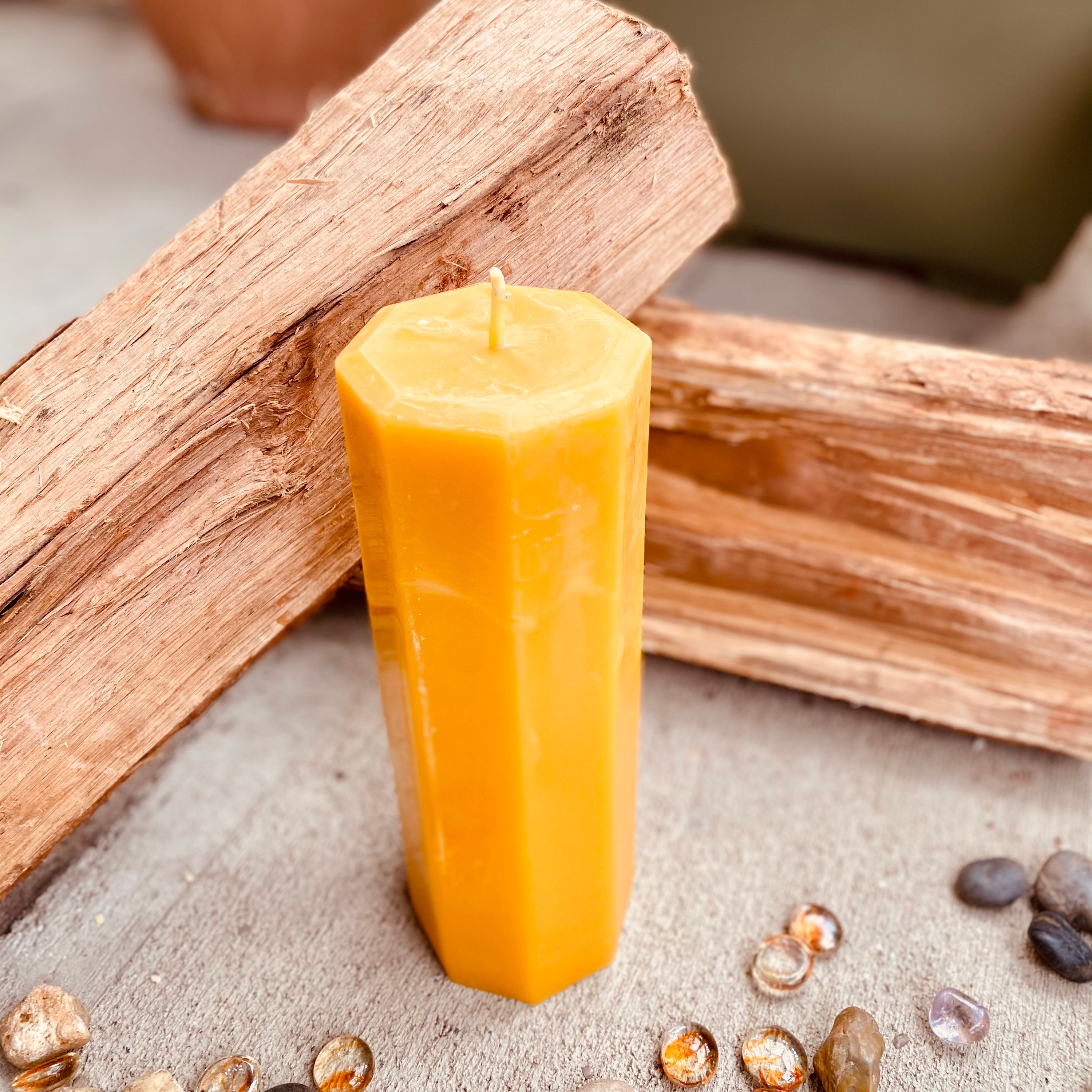 100 Pure Beeswax Hexagon Pillar Candle3 wide and up to 9” tallbeeswax candleshexagon shaped