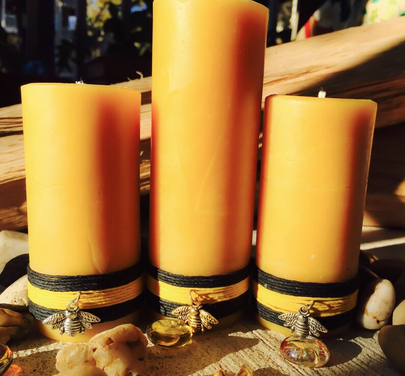 Pure Beeswax Pillar Candles100 Beeswax Pillar Candle Wrapped Etsy