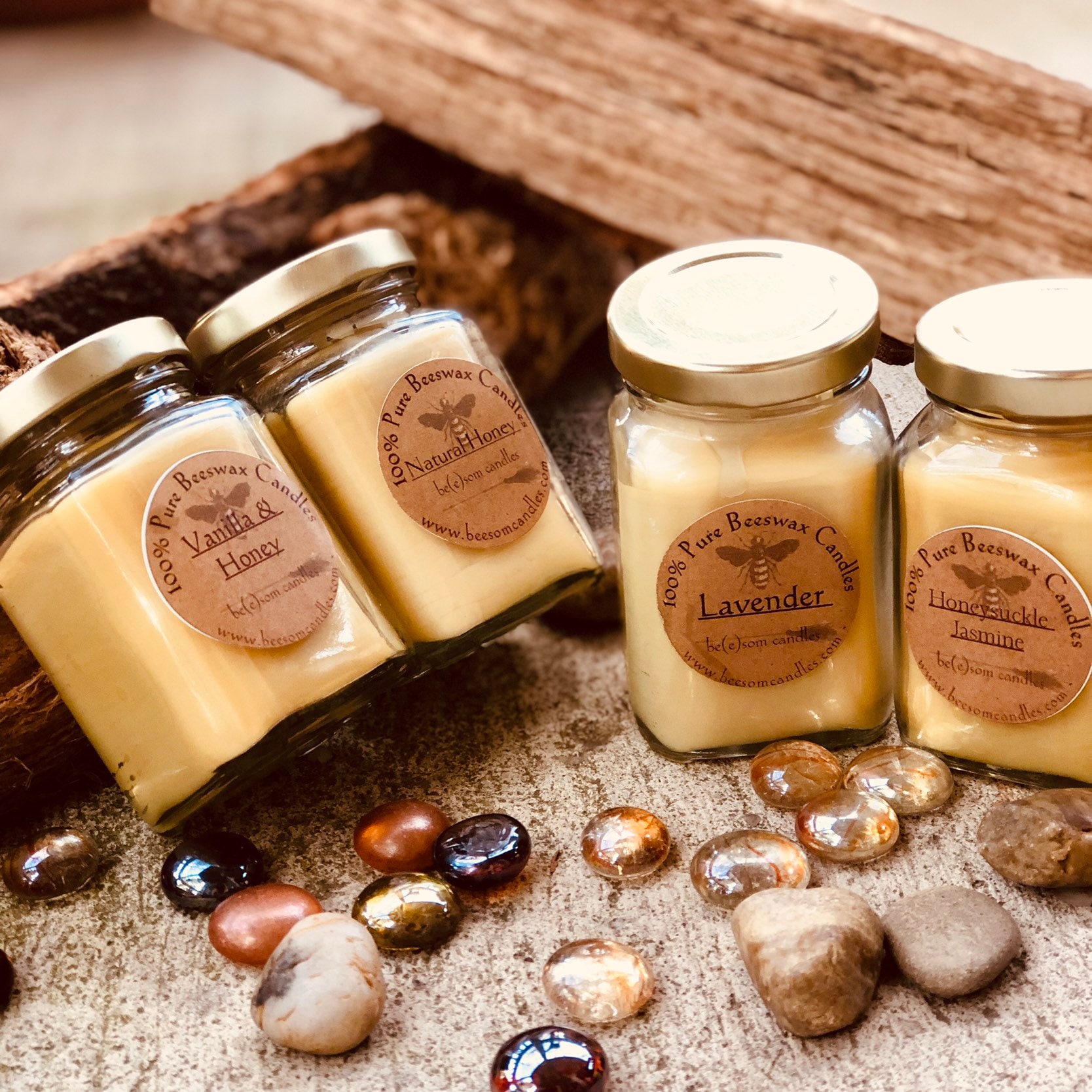 100 Pure Beeswax CandlesScented or UnscentedSet of 4 jar Candle3oz