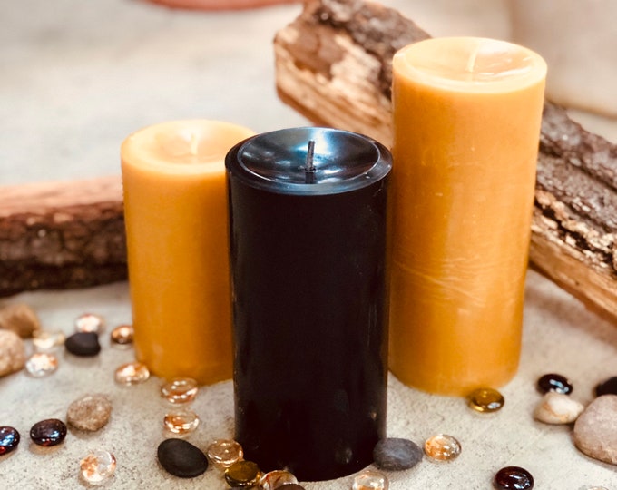 100% Pure Beeswax Pillar Candles 3" in diameter and up to 15" tall