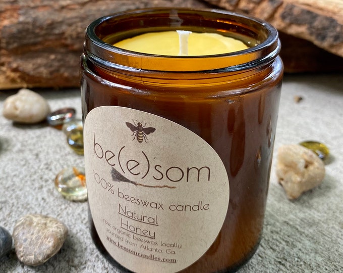 100% Pure Beeswax Candle-9ozs of pure beeswax-scented or unscented-aromatherapy beeswax candle