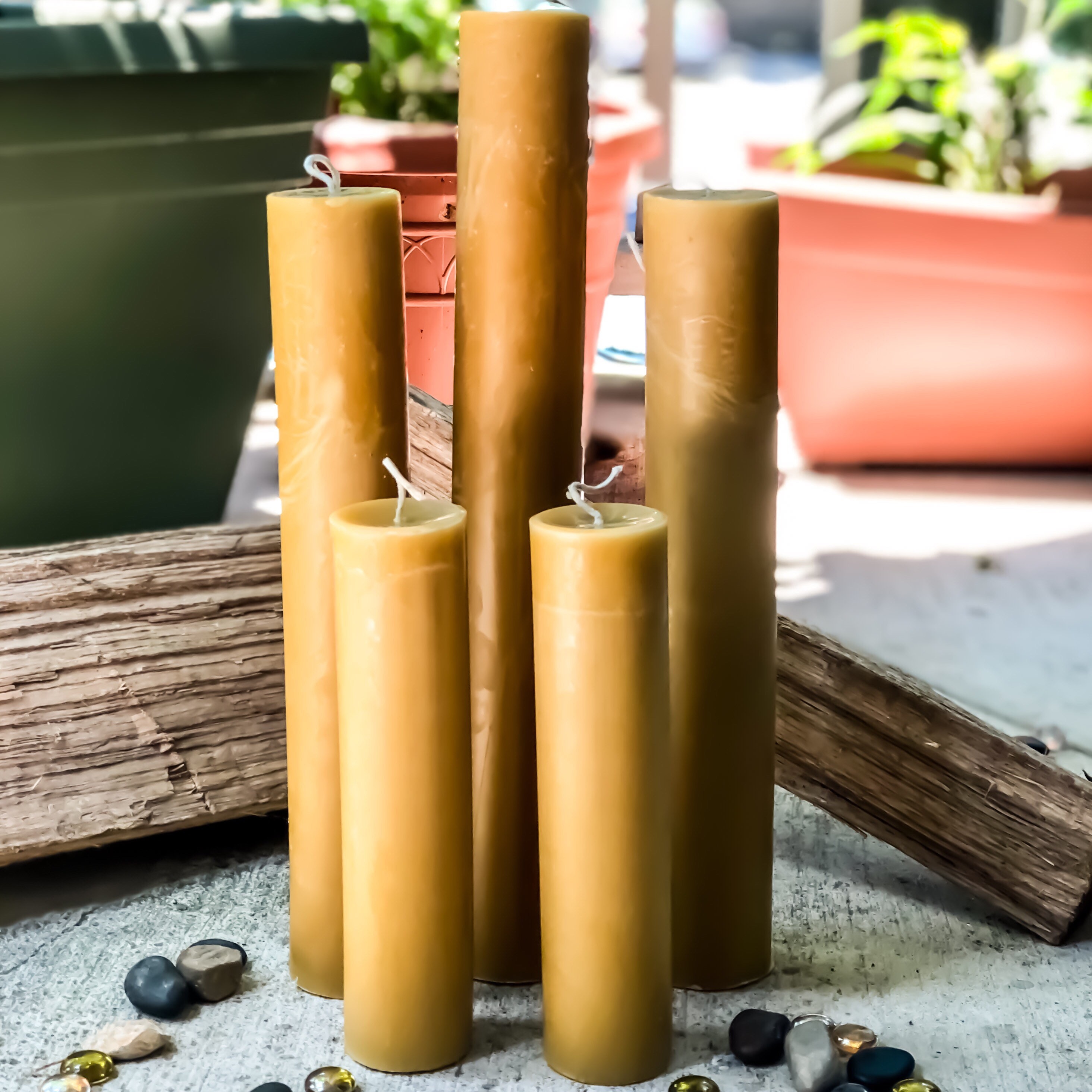 Extra Tall, Elegant 100 Pure Organic Beeswax Pillar Candles. 2 in