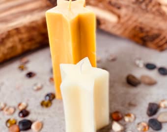 Beeswax Star Candle: 100% Pure Organic Pillar, Natural Honey Scent