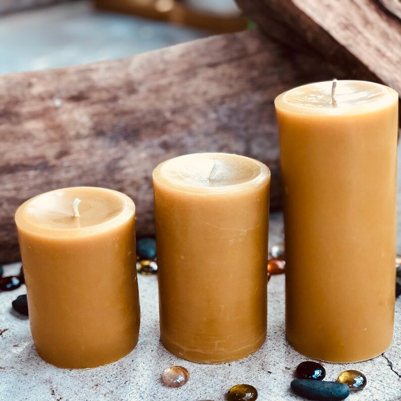 Set of 3 Organic Beeswax Candles 3 Wide100 Pure Beeswax Etsy