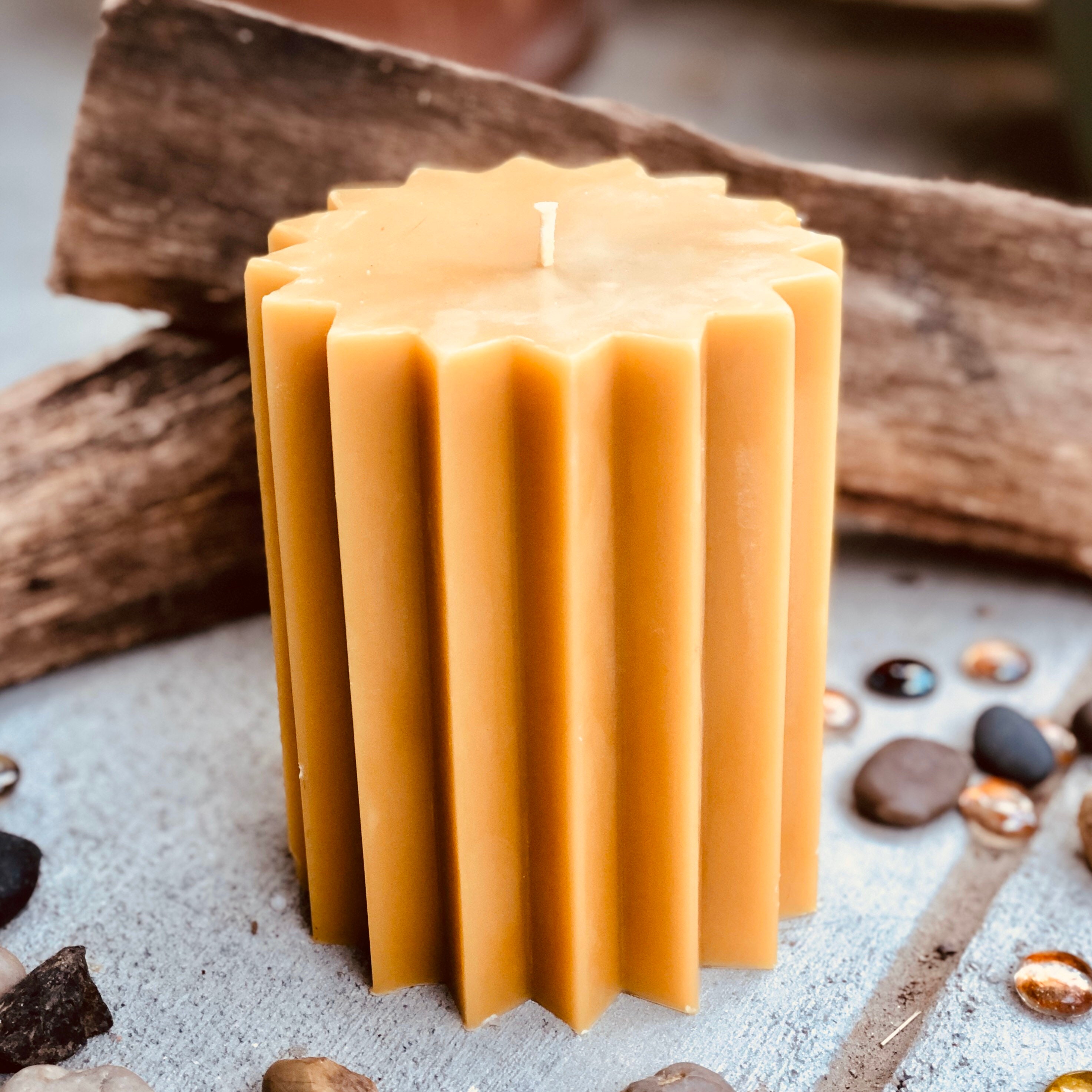 100% Pure Beeswax Pillar Candle-5” wide Beeswax Pillar Candle