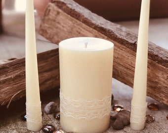 Free shipping-Unity Candle Set-Wedding Candles Set-100% Pure White Beeswax unity candle set-beeswax unity candles-organic white beeswax