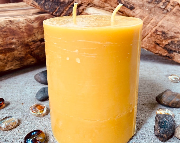 100% Pure Beeswax  Pillar Candle-3.5" wide-double wick-beeswax candles- beeswax pillar candle-beeswax pillar candle