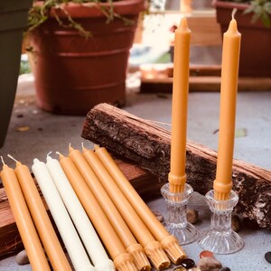 100% Pure Beeswax Taper Candles. Set of 2 pure organic beeswax candles, 10 elegant taper candles. White beeswax or Natural beeswax tapers image 2