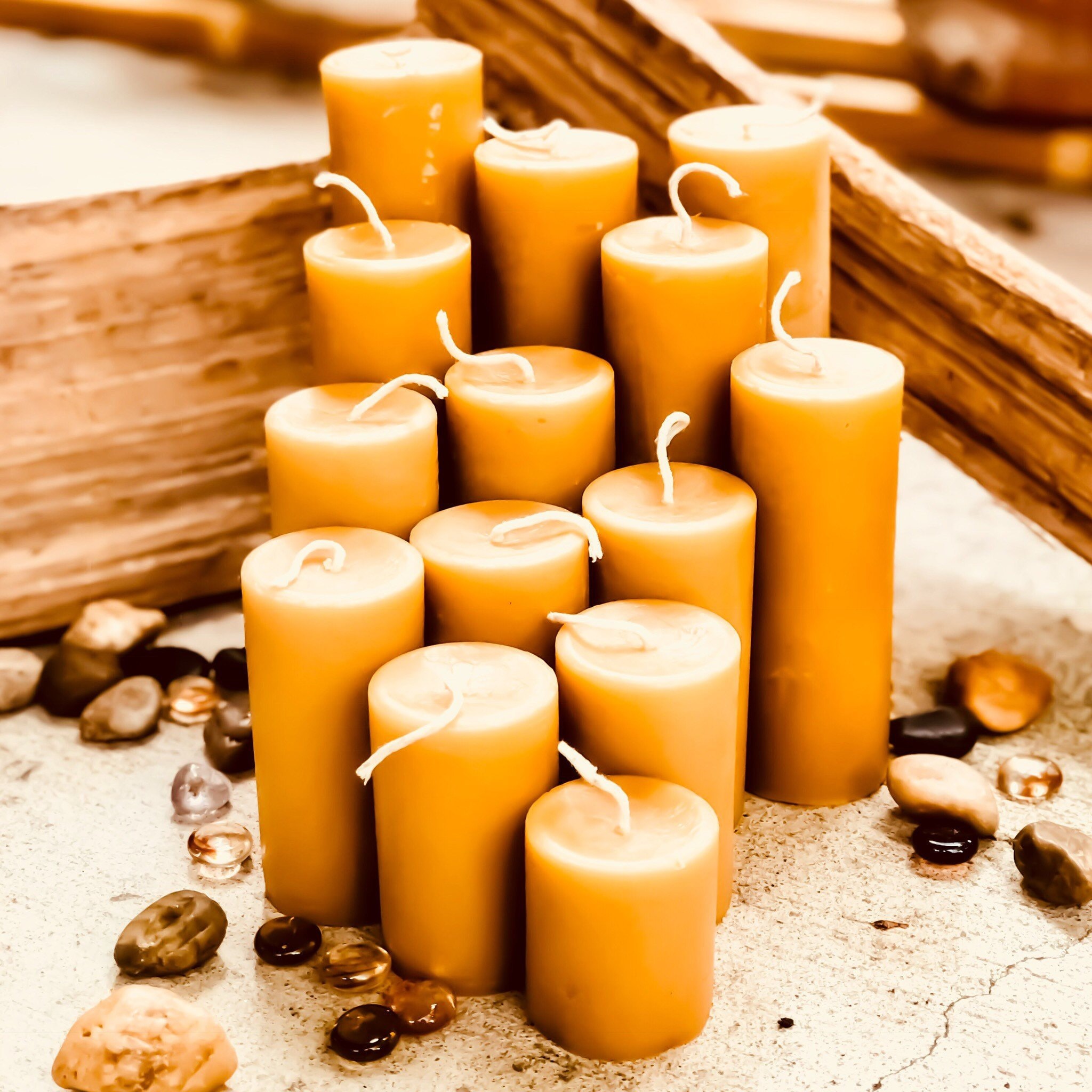 Beeswax Pillar Candle 1.25 Wide 2 Sizes 100% Pure Beeswax