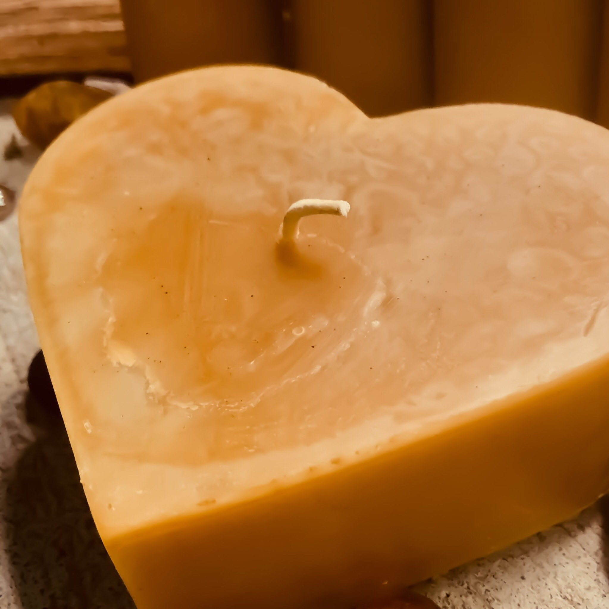 100% pure beeswax heart shaped candle-large 4 heart candle-unique heart  beeswax candles-organic beeswax