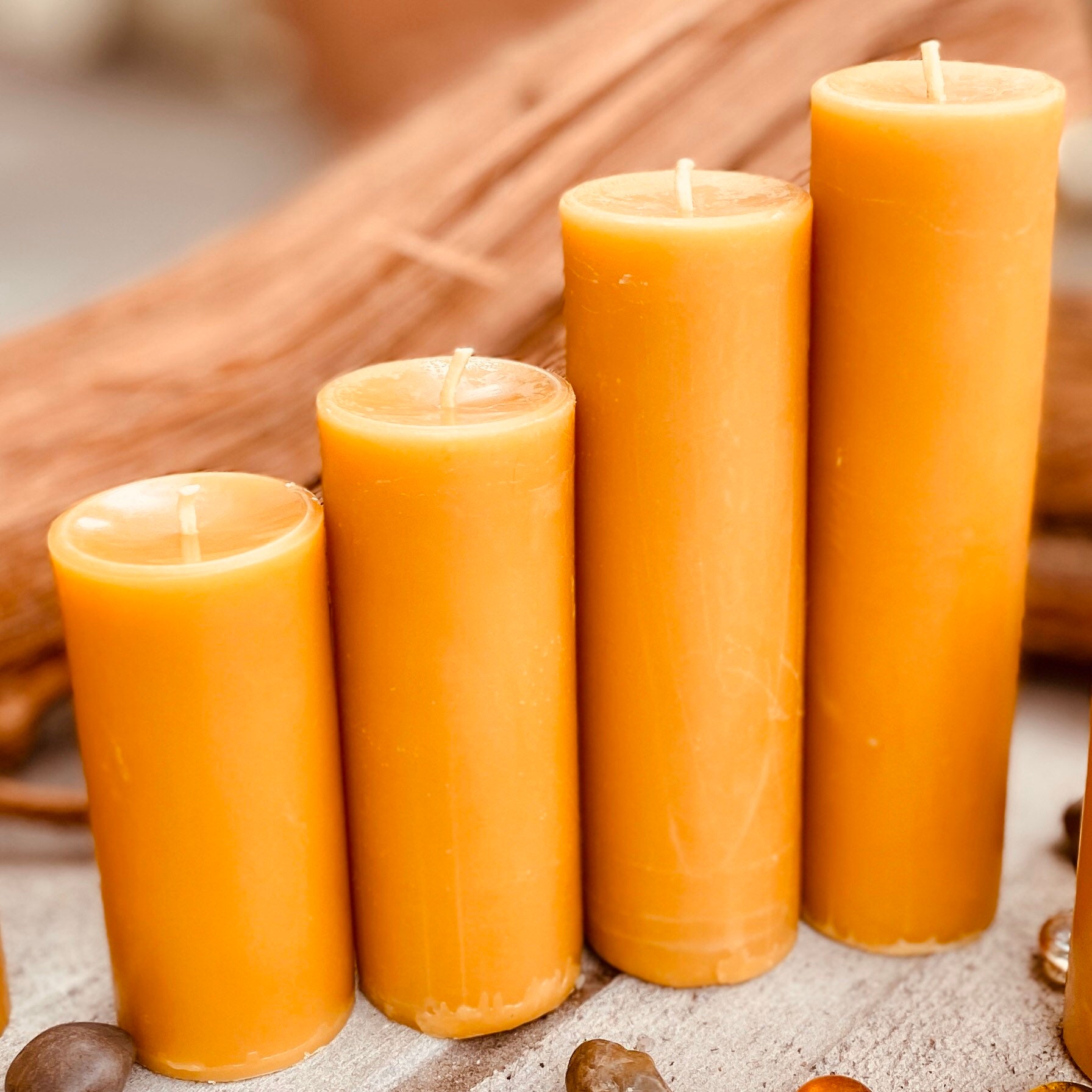 4″ Pure Beeswax Rolled Pillar Candle