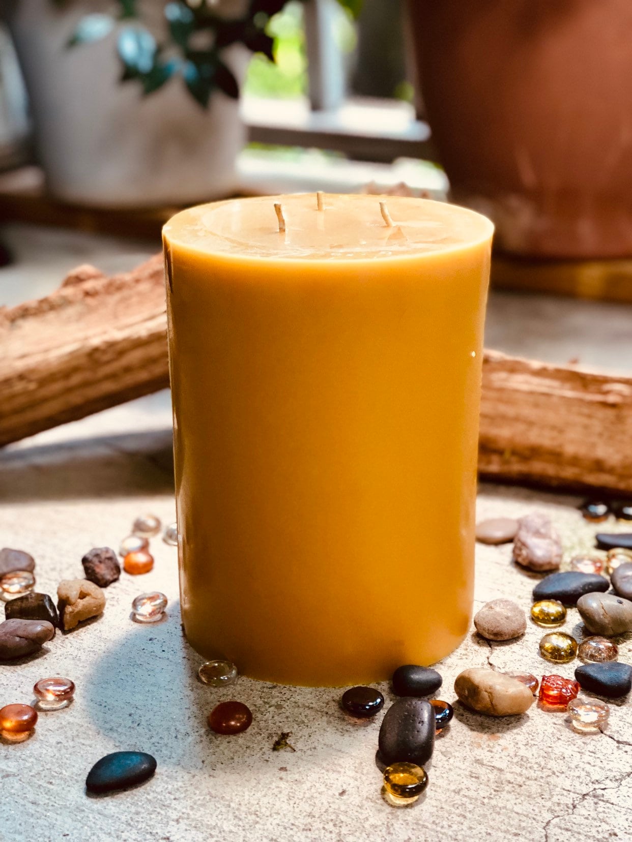 100 Pure Beeswax Pillar Candleextra large 3 wick Beeswax Pillar