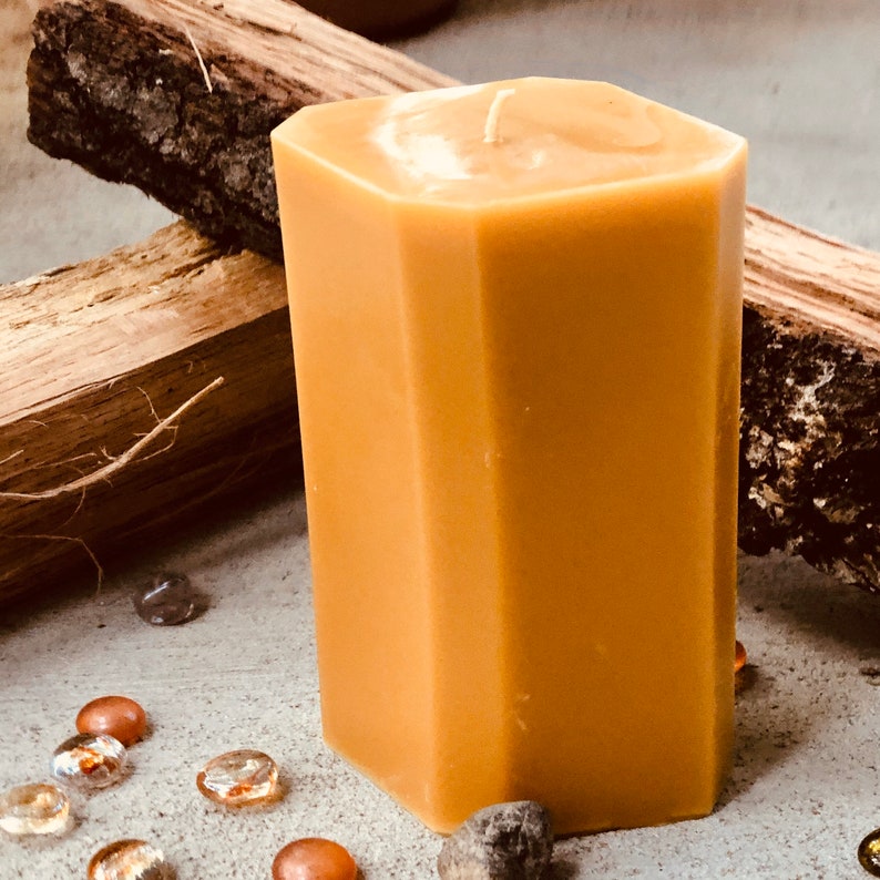 100% Pure Beeswax Candle-Unique Organic Beeswax Pillar Candle-diamond shaped Beeswax Candlex-extra large diamond beeswax pillar candle image 3