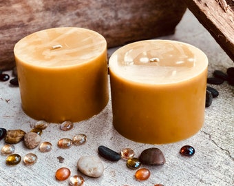 Large Beeswax Pillar Candle: 5.5" Wide, Hand-Poured Organic Candle