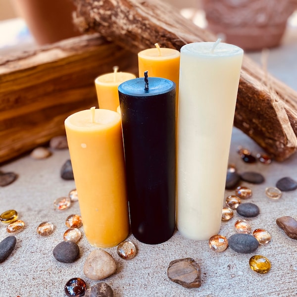 Organic Beeswax 2inch wide Pillar Candle: Handpoured, Natural Honey Scent