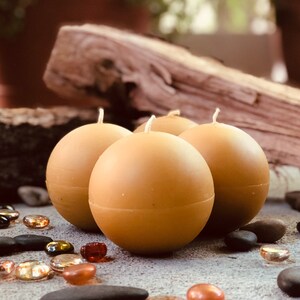 100% Pure organic Beeswax 3 XL spheres-extra large 3 pure beeswax ball candles-organic beewax round ball candles-unique beeswax candle image 7