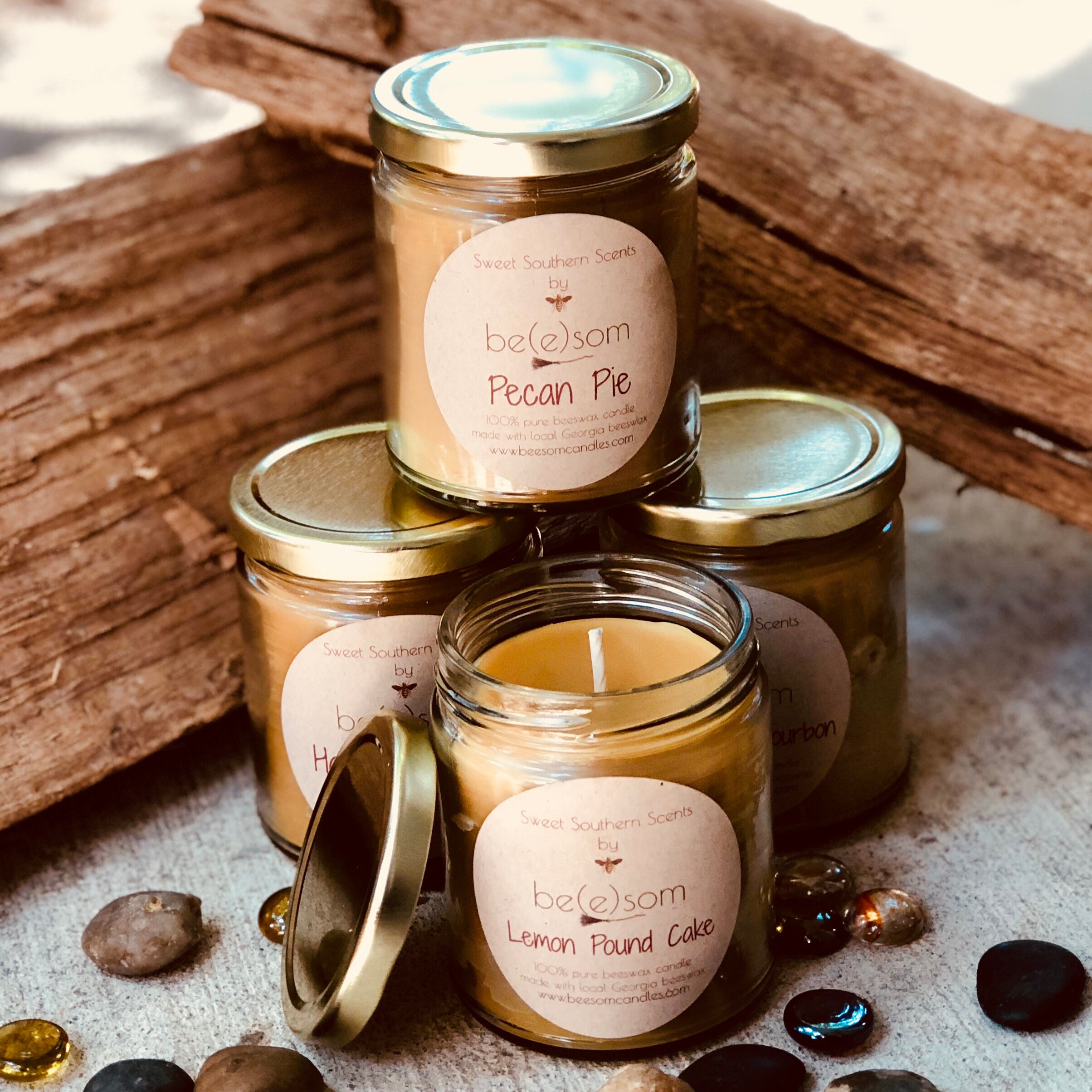 100 Pure Beeswax jar candleset of 4 scented organic beeswax Etsy