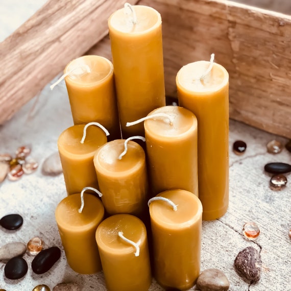 100% Pure Beeswax Candles Handmade 4x3 Inches Round Pillar Natural