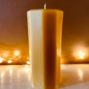 100% Pure Beeswax Hexagon Pillar Candle-3&quot; wide and up to 9” tall-beeswax candles-hexagon shaped beeswax pillar candle