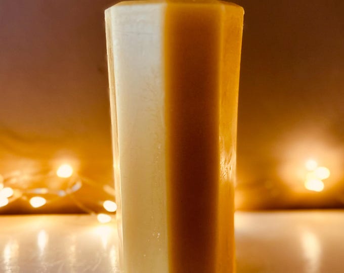 100% Pure Beeswax Hexagon Pillar Candle-3" wide and up to 9” tall-beeswax candles-hexagon shaped beeswax pillar candle
