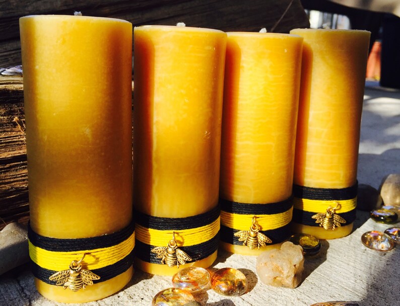 Pure Beeswax Pillar Candles100 Beeswax Pillar Candle Wrapped Etsy
