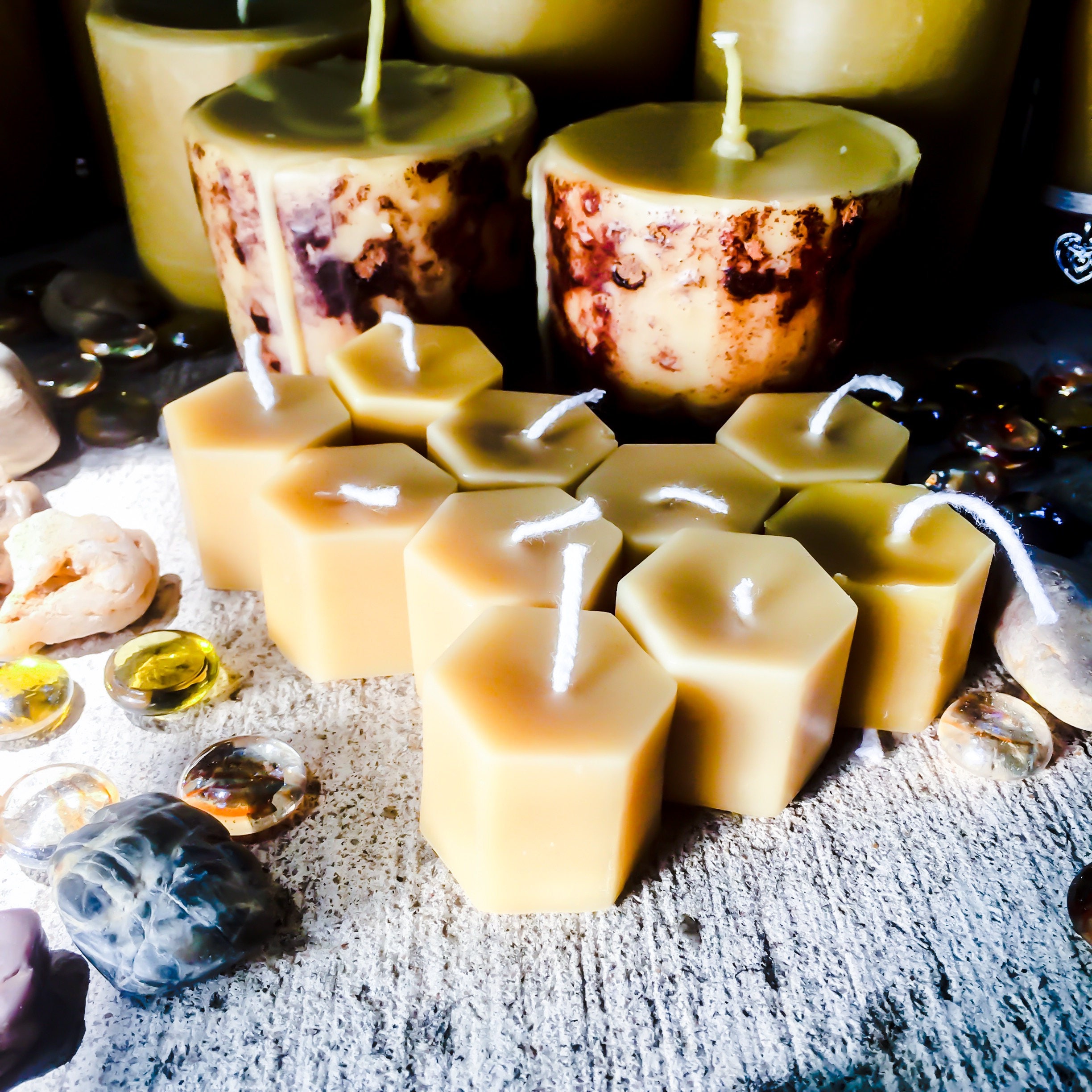 100 Pure Beeswax Tea Light Candleshexagon beeswax tea Etsy