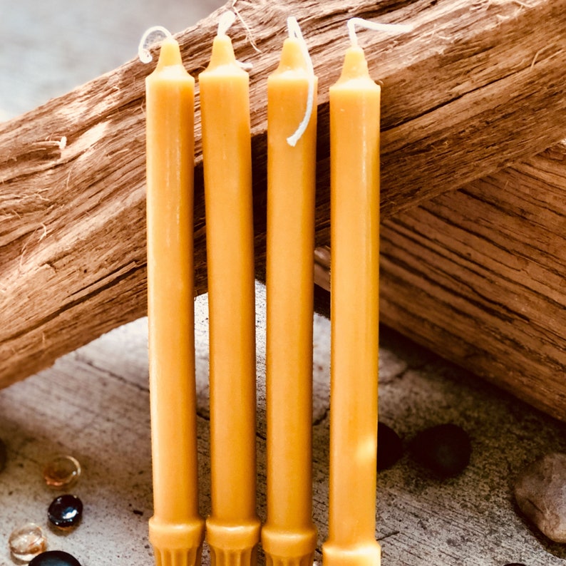 100% Pure Beeswax Taper Candles. Set of 2 pure organic beeswax candles, 10 elegant taper candles. White beeswax or Natural beeswax tapers image 3