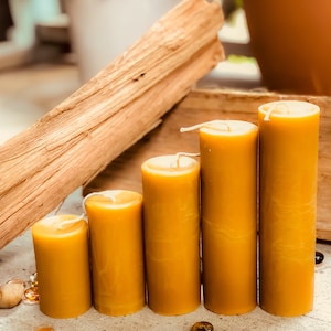 Set of 5 Beeswax pillar candles-100% Pure Beeswax Pillar candle-2" diameter beeswax candle-handmade pure organic beeswax-pillars