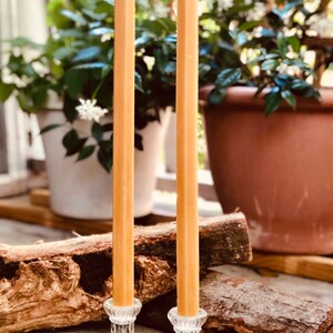 100% Pure Beeswax Taper Candles. Set of 2 pure organic beeswax candles, 1 wide, extra tall 15 elegant taper candles. Unique beeswax candle image 3