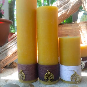 100% Pure Organic Beeswax Pillar Candle Gift set-gift set of charmed pure beeswax candles-organic handmade beeswax-tall beeswax pillars image 1