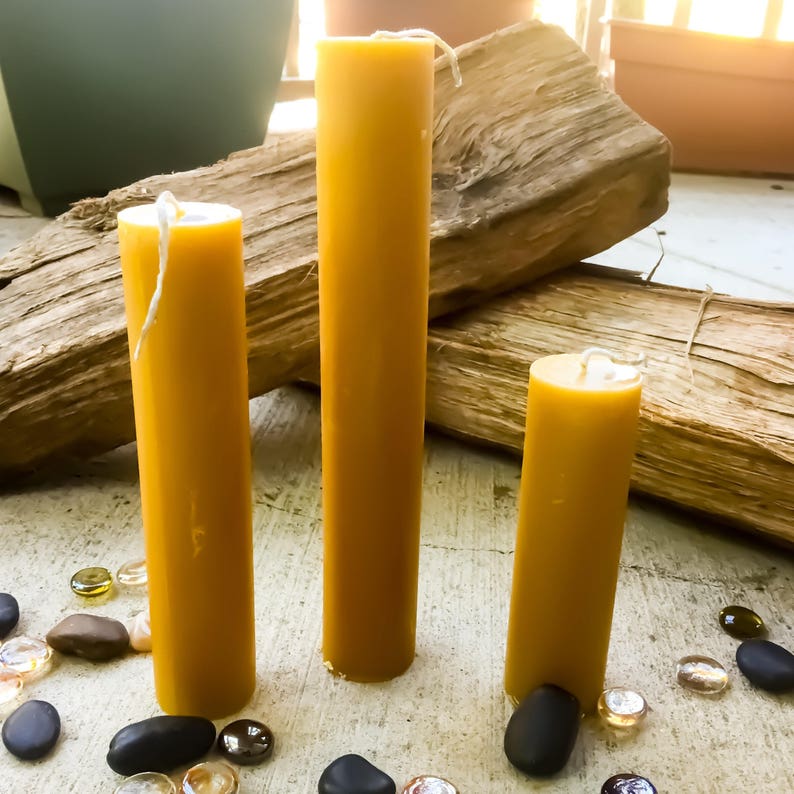 Organic Pure Beeswax Pillar Candlesset of 3 Candlestick Etsy
