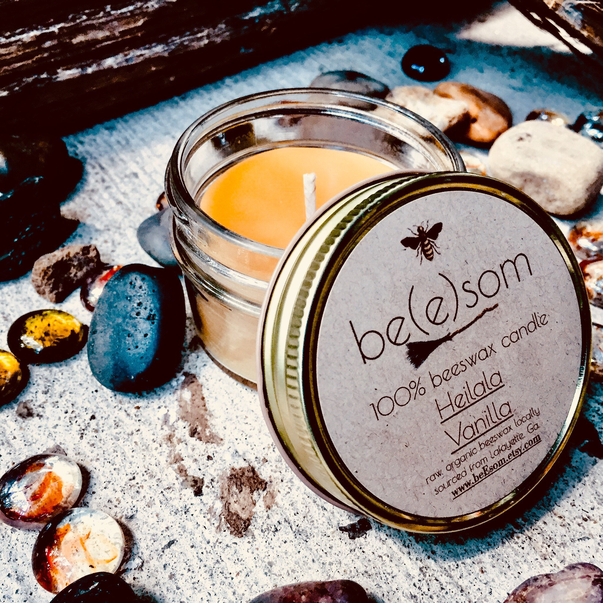 Free ShippingSet of 4 or 6 100 Pure Beeswax jar candlesscented