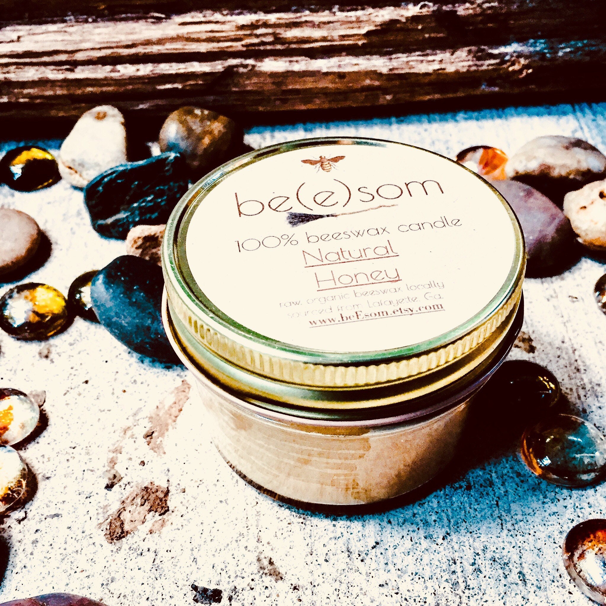 Free ShippingSet of 4 or 6 100 Pure Beeswax jar candlesscented