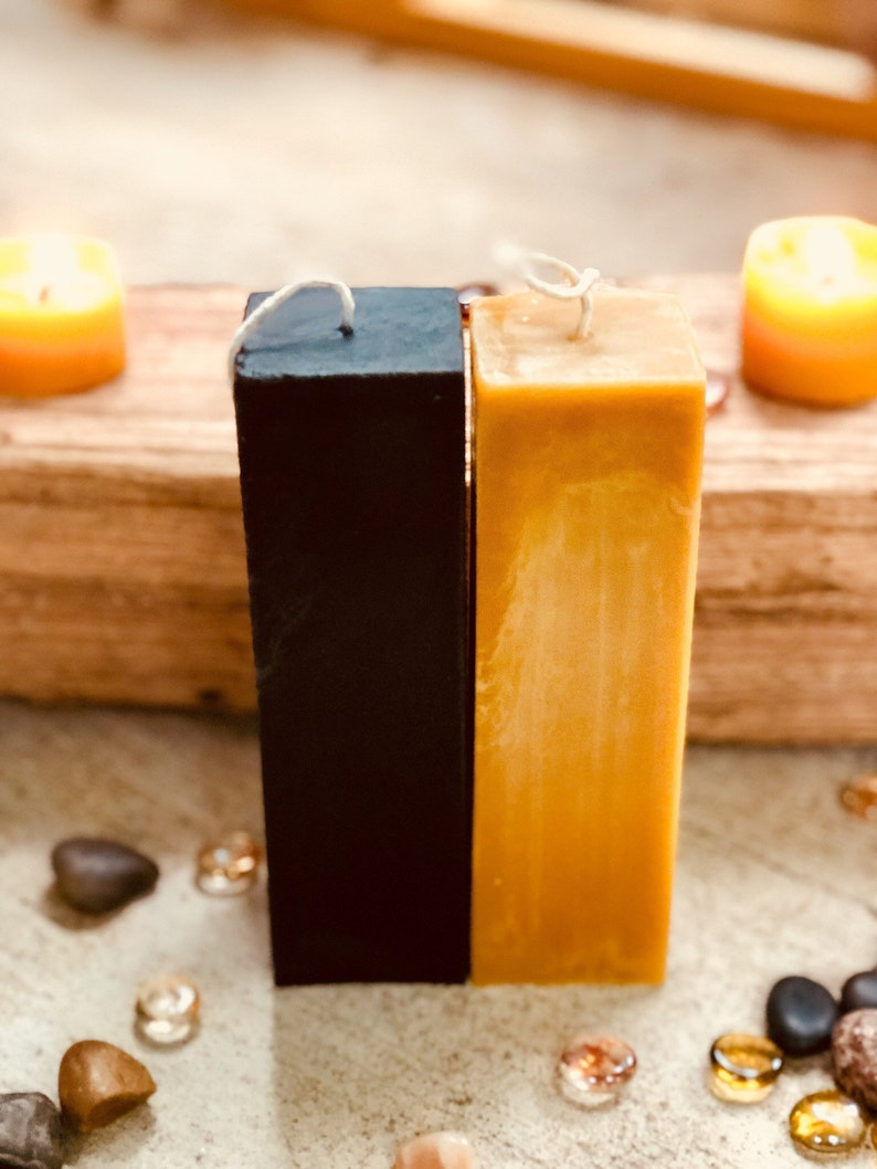Pure Beeswax Square Pillar candle-Tall Square pillar candle 2 wide and up to 12 in height-Organic Beeswax Pillar candle