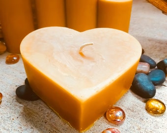 100% pure beeswax heart shaped candle-large 4" heart candle-unique heart beeswax candles-organic beeswax