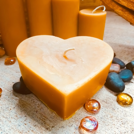 100% Pure Beeswax Heart Shaped Candle-large 4 Heart Candle-unique Heart  Beeswax Candles-organic Beeswax 