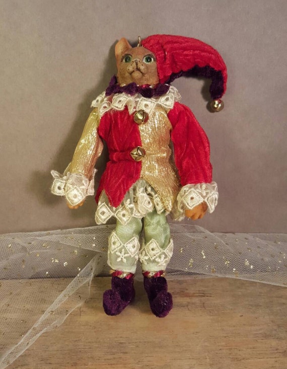 Items similar to Kitty Cat Jester Ornament on Etsy