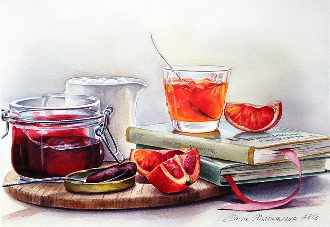 Jam jar Print Watercolor PRINTABLE ART Instant Digital Etsy