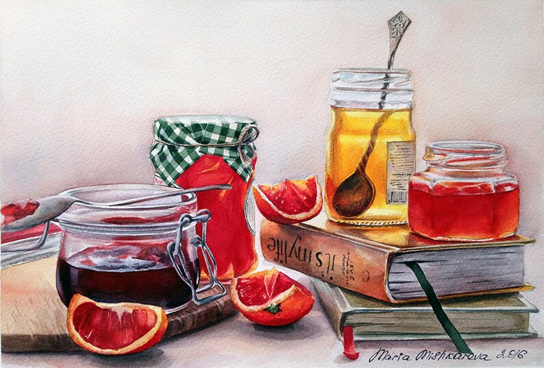 Jam Jars Painting Watercolor PRINTABLE ART Instant Digital Etsy