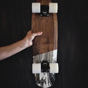 Skateboard Cruiser Marble Board Rolling Wood Walnut Mini Cruiser Marble Design