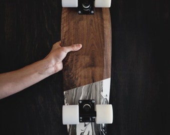 Skateboard Cruiser Marble Board Rolling Wood Walnut Mini Cruiser Marble Design