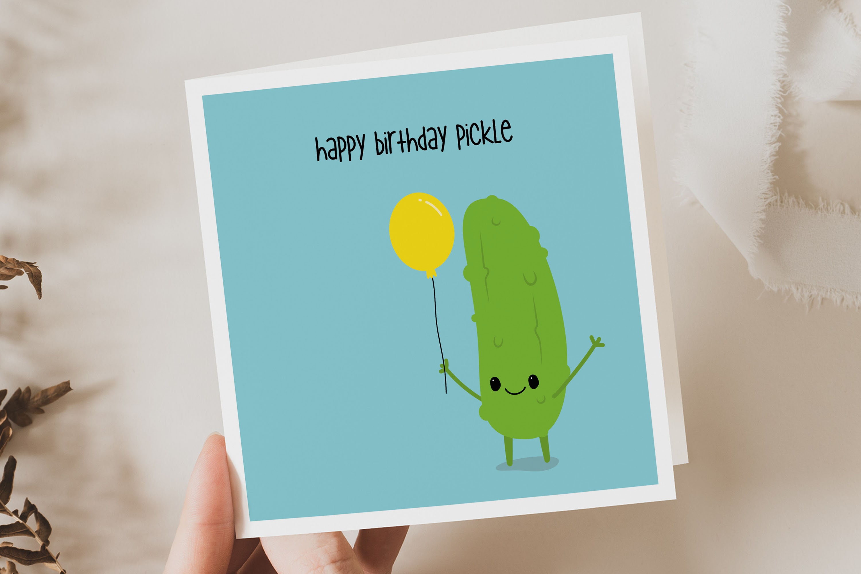 Happy Birthday Pickle Card, Pickle Birthday, Cute Pickle Card