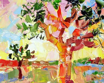 Joshua Tree Original Painting Oil National Park California Artwork By UVIRCOLOR Impasto Desert landscape