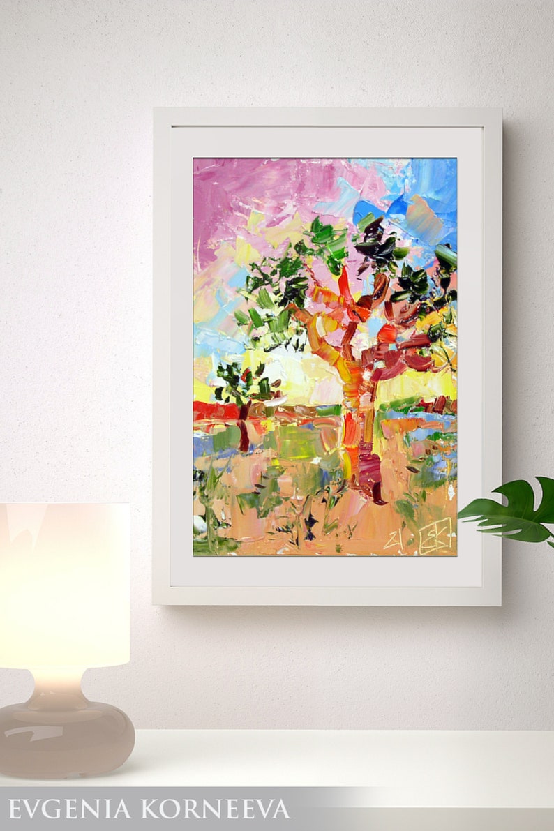 Joshua Tree Original Painting Oil National Park California Artwork By UVIRCOLOR Impasto Desert landscape